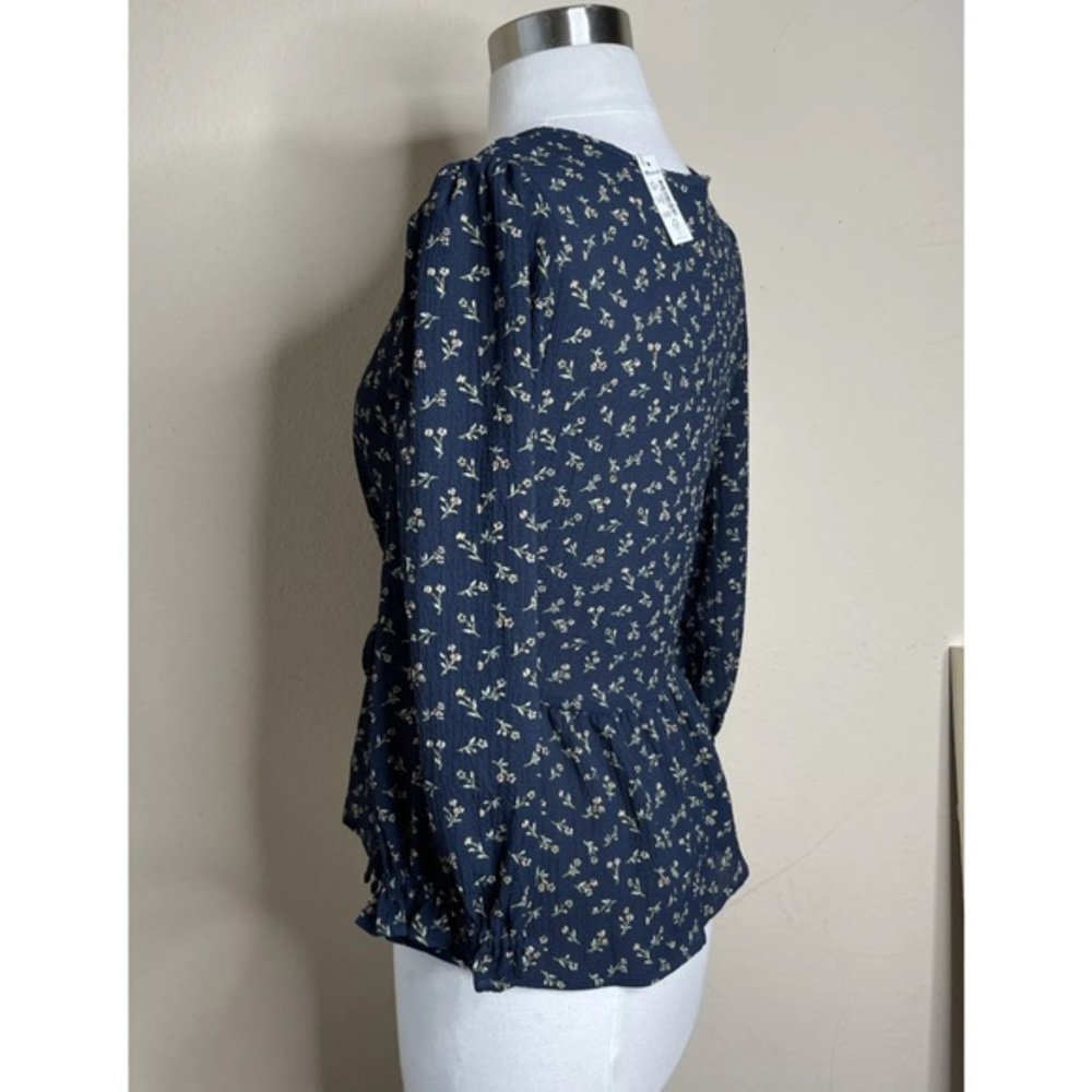 Puff-Sleeve Peplum Wrap Top in Spring Fling XS - Picture 6 of 9